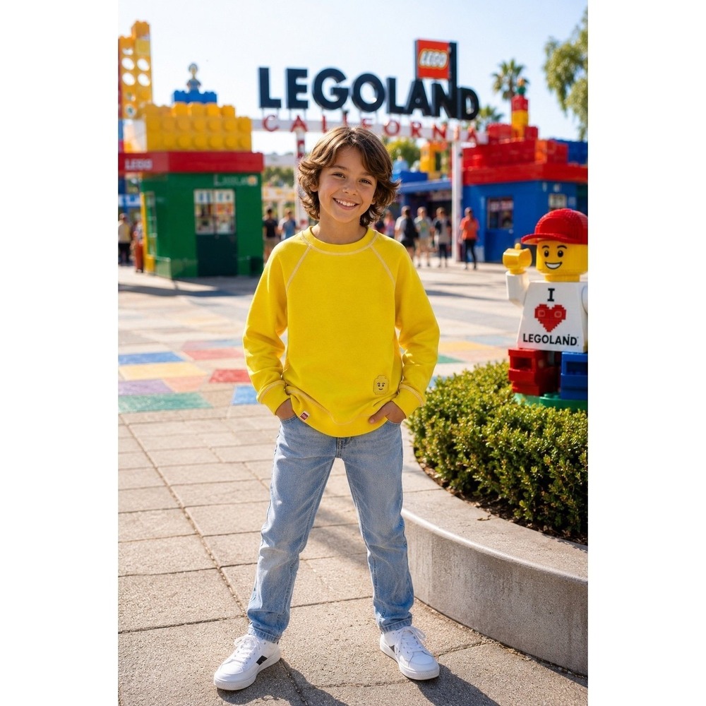 LEGO‎ Yellow Crewneck Sweatshirt Kids Size 8 Cotton Blend Graphic Logo